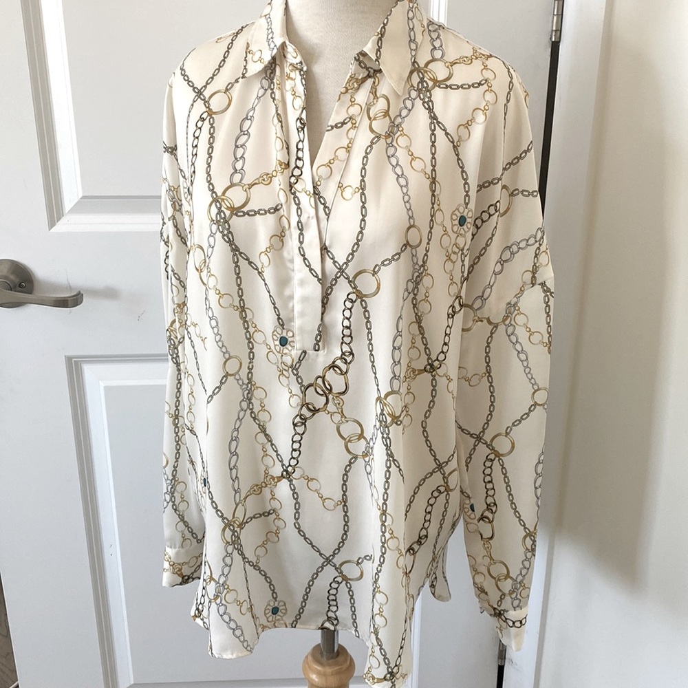 Mango Violeta- retro classic (silk like)blouse